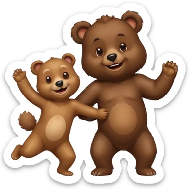 un ours très joyeux qui danse avec un chien sticker