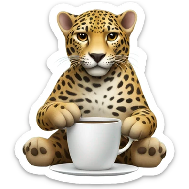 Jaguar onntje jungle take a cup of coffe sticker
