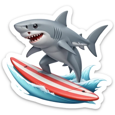 Un requin qui fait du surf ￼ sticker