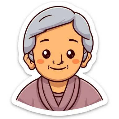 warm smiling grandmother with straight hair and brown eyes sticker