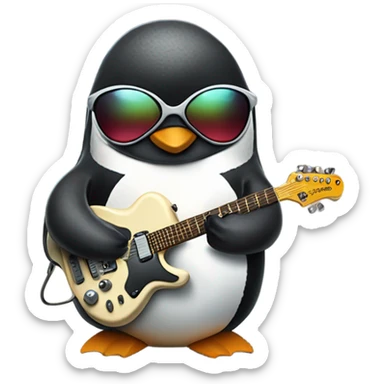 Penguin with hoodie playing guitar with pit vipers  sticker
