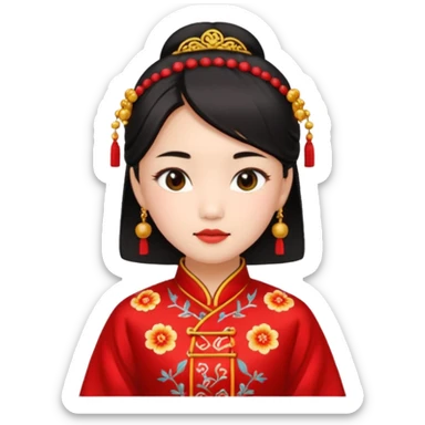Asian girl wearing traditional Chinese clothes sticker