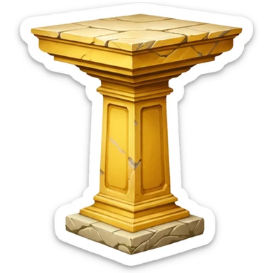 Greek yellowish old ish pedestal that’s not too long a bit short. Only 1 pedestal sticker