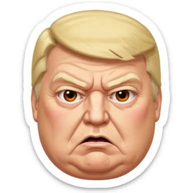 uSE THIS AS A REFERENCE PICTURE TO CREATE AN ANGRY, ELDERLY, OBESEB DONALD TRUMP EMOJI, FROM AN ISOMETRIC OVERHEAD ANGLE sticker