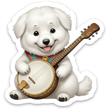 great pyrenees playing the banjo  sticker