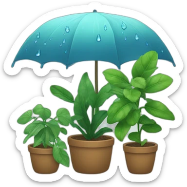 lluvia y plantas sticker