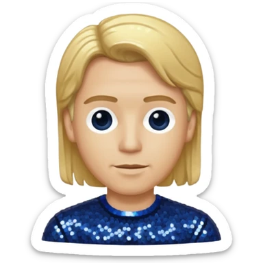 Bill Sage as Coach Heider from Mysterious Skin with light skin, golden blonde hair, dark blue sequin outfit sticker