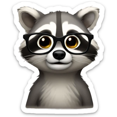 A raccoon with glasses  sticker