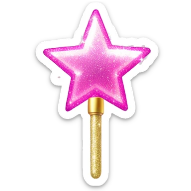 glittery pink magic wand with a star on it with magic aura and sparkles surrounding it sticker