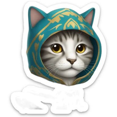 a cat in an Icelandic costume sticker