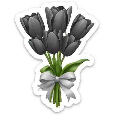 light black tulip bouquet with light grey bow and snow sticker
