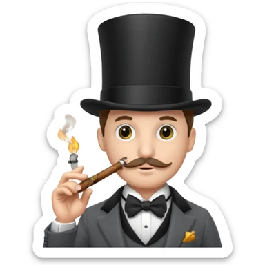 a sophisticated gentleman with a top hat, monocle and cigar sticker