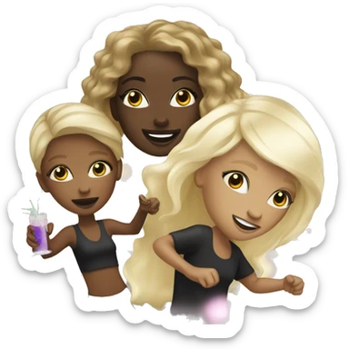 Black girl and white blonde girl partying sticker