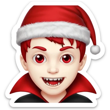 Vampire boy ,Fangs , cHristmas hat  sticker