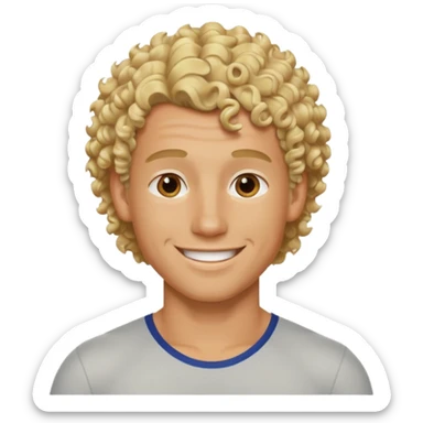 Athletic man with blond curly hair but it is shaved on the side sticker