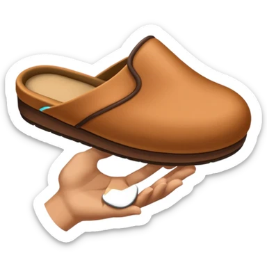 Hand holding a slipper sticker
