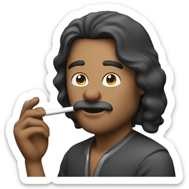 Man smoking cigarette with long hair & a bob  sticker