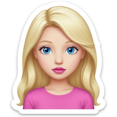 blonde girl blue eyes big pink lips bimbo pink top diva long hair  sticker