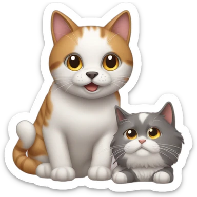 cat playing with dog sticker