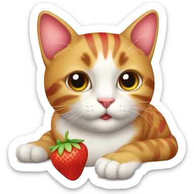 Cat strawberry sticker