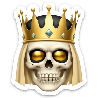 skull wearing a golden crown and black ski mask sticker