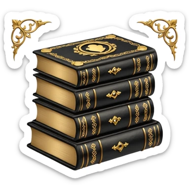 5 black gothic books on top sticker