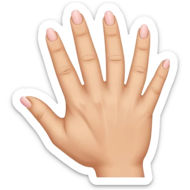 there's a space between thum and index finger. While index, middle, and ring finger are close to each other and there's also a space between ring and pinky finger. sticker