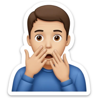 emoji of a person with his hand over his mouth sticker