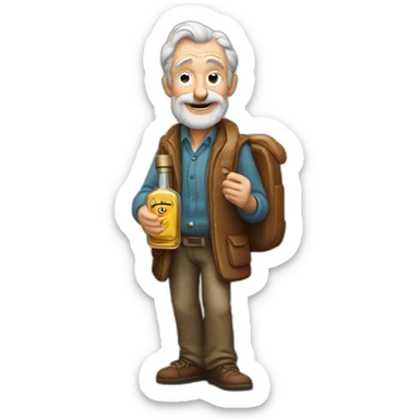 old man holding a cologne bottle, word "sauvage" at the back sticker