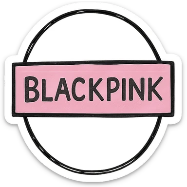 BLACKPINK-inspired object, black and pink colors, sketchy artistic hand-drawn icon, hand drawn style sticker