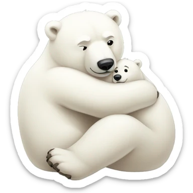 Massive polar bear snuggles sticker