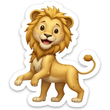 León desnutrido y flaco riéndose  de cuerpo entero sticker