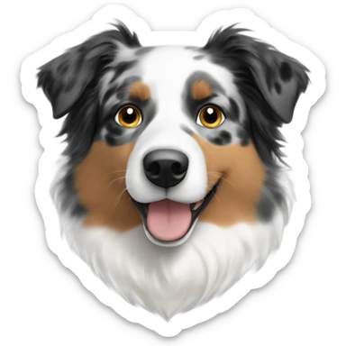Australian Shepherd half tri face half white face white with black spot over one eye sticker