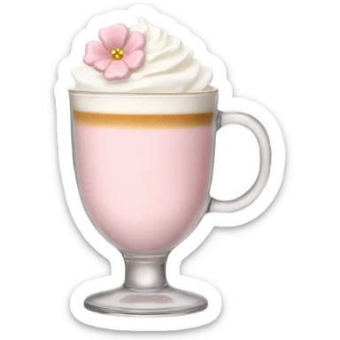 Light Pink latte classy in glass with flower sticker