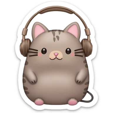 Pusheen with earphones  sticker