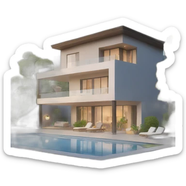 big modern villa sticker