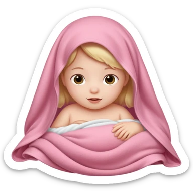 New baby girl in pink blanket sticker