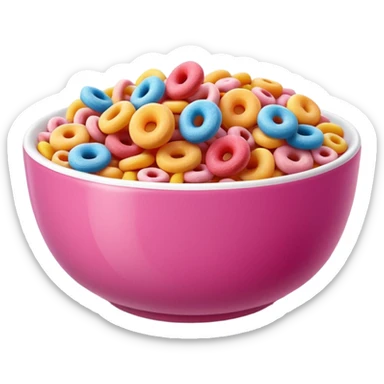 froot loops in a pink bowl, no spoon or milk sticker