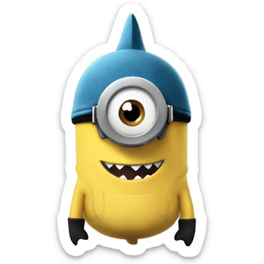 despicable me minion wit shark hat sticker