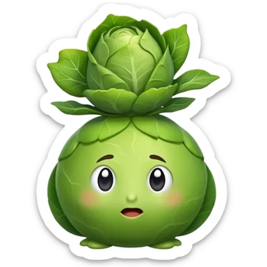 a brussel sprout with a tiny sprout on top that farts sticker