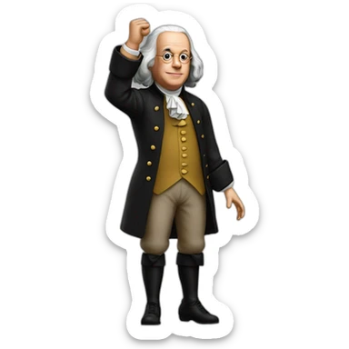 benjamin franklin with an arm up closed realistic sticker