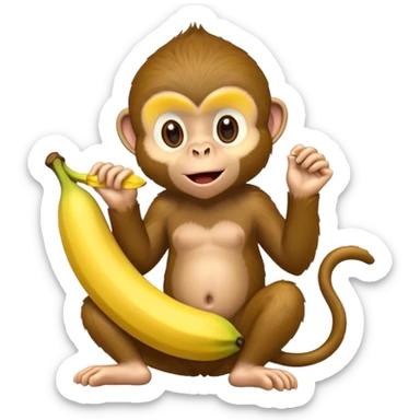 Monkey eating banana sticker