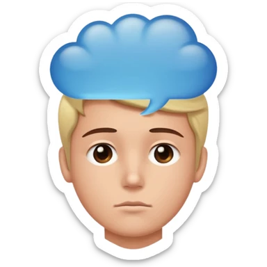 Person with thought bubble sticker