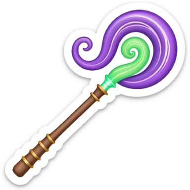 magic wand with purple green wave sticker