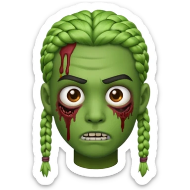 can you make an zombie emoji with braids and a eyebrow piercing on his right eyebrow and a diagonal eyebrow piercing on his left eyebrow sticker