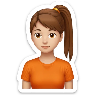 brown hair girl with pony tail and orange shirt sticker