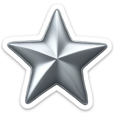 Silver star with ridges that is pointed sticker
