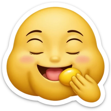 Yellow Emoji with closed eyes and biting lip, air humping full body sticker