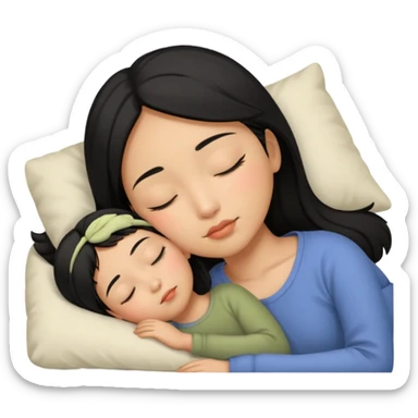 Black haired, olive-skinned Asian girl sleeping alone  sticker