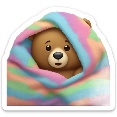 bear cozy in blanket sticker